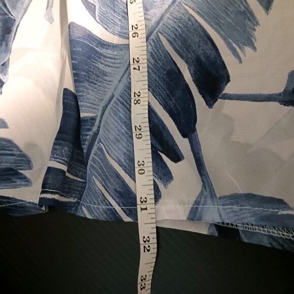 NEW J Valdi‎ Leaf Print Sharkbite Hem Swimsuit Cover Up Tunic in White/Navy, S - Picture 8 of 8